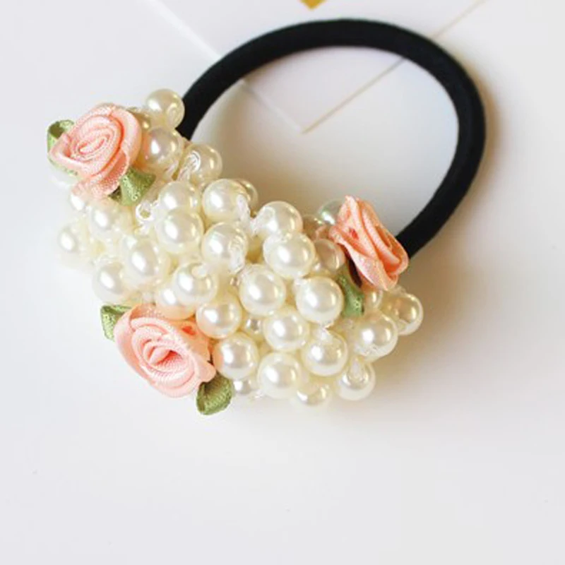 Аксессуары для волос эластичные кольца завязки с цветами и жемчужинами