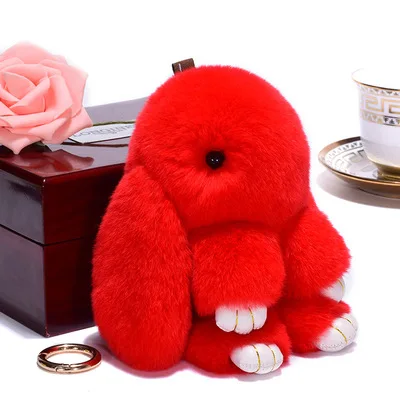 iMucci 14CM Cute Pluff Bunny Keychain Rex faux Genuine Rabbit Fur Key Chain For Women Bag Toy Doll Fluffy Pom Lovely Keyring | Украшения и