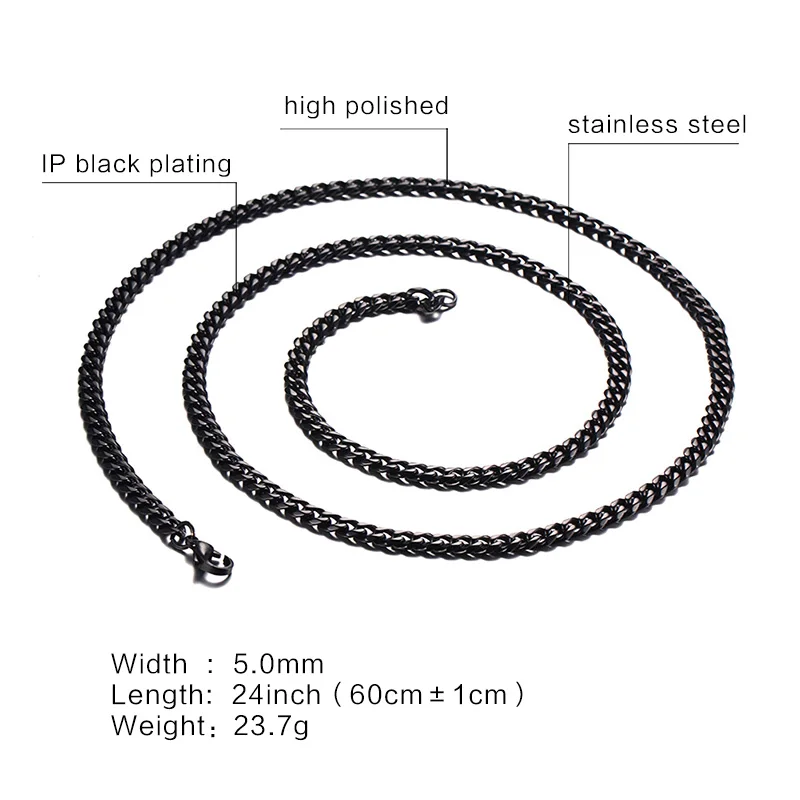 5mm 24inch Vnox классическая цепочка Цепочки и ожерелья 24/30 дюйма для Для мужчин длинные Цепочки и ожерелья 3/5/7 мм широкий Титан Сталь, сделай сам, ювелирное изделие - Окраска металла: 5mm 24inch