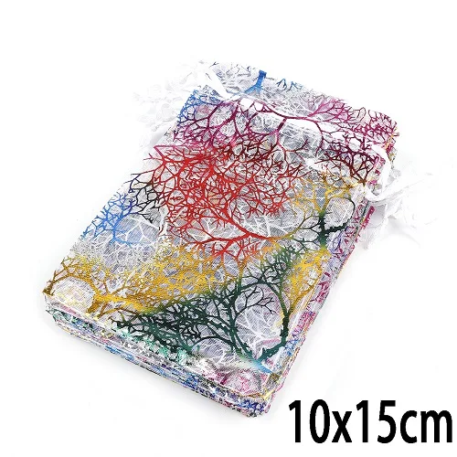 White 10x15cm 10/20/50 шт 4 размера шнурок мешки из органзы белого цвета и красочный Ювелирная упаковка мешки подарка венчания мешочки для ювелирных изделий - Цвет: White 10x15cm