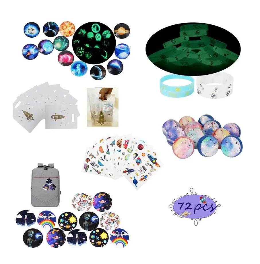 out space favor set 72 шт. вечерние тату значок браслета светящийся шар аксессуары для детей подарок на день рождения - Цвет: out space favor set