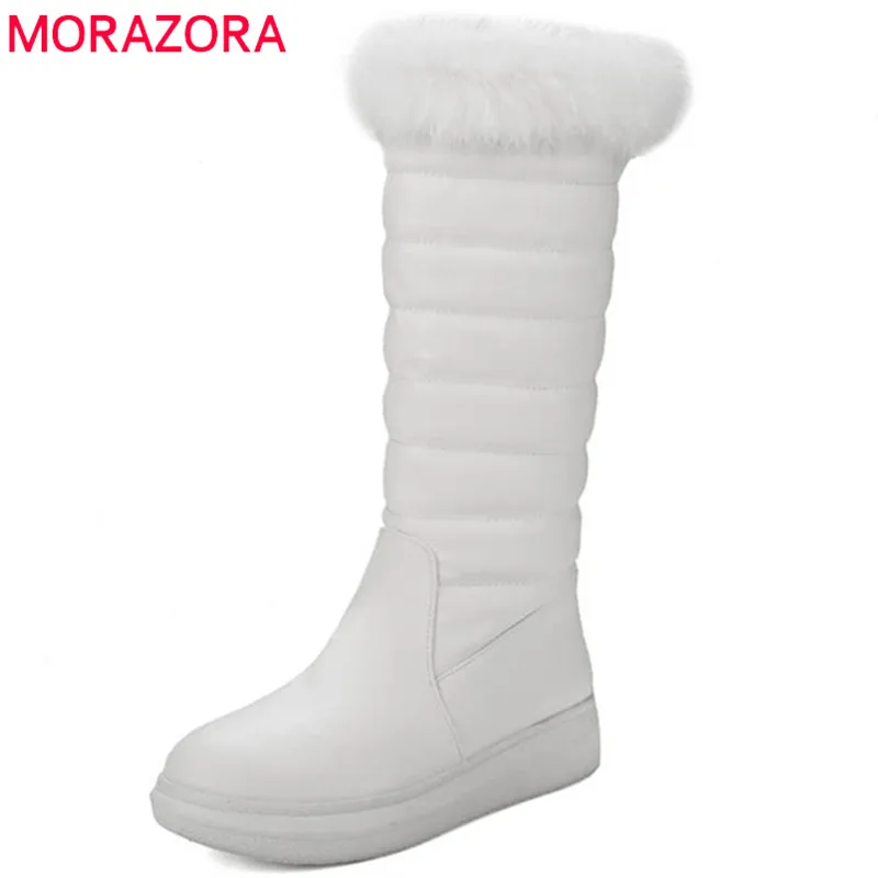 MORAZORA/2019 Новое поступление сапоги женские короткие плюшевые зимние с круглым