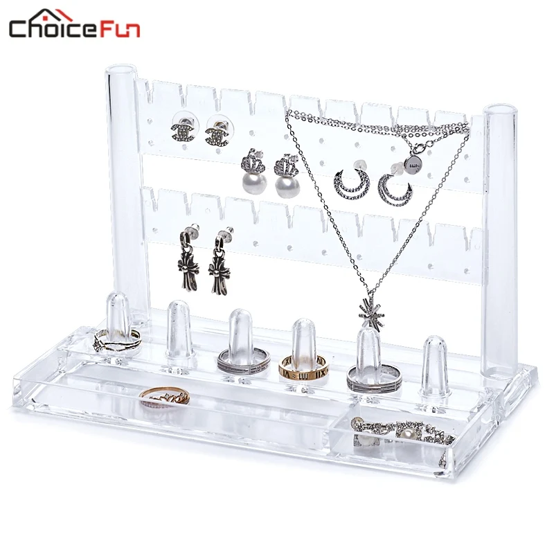 CHOICE FUN 10 pairs Accessories Jewellery Bracelet Necklace Earring Organiser Organization Clear Acrylic Ring Storage | Дом и сад