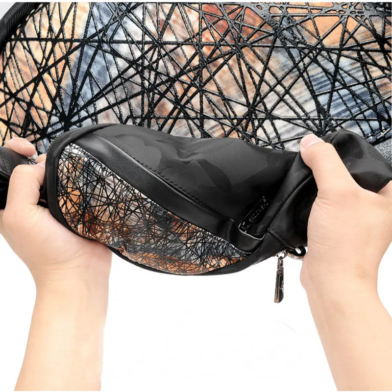 

Cotton Fabric chest Pack Men Sport Shoulder Travel Bags Crossbody Bag USB Charge Fashion Designer Men's Polyester Sling Bag 173