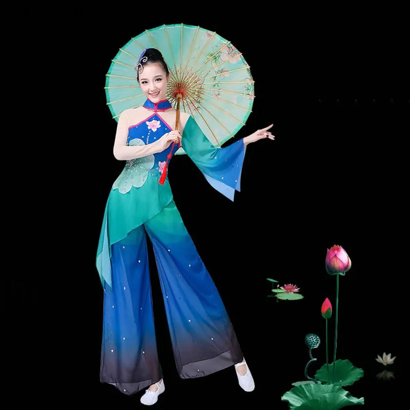 Китайский фолк-костюм для танцев оптовая продажа китайский воротник веер