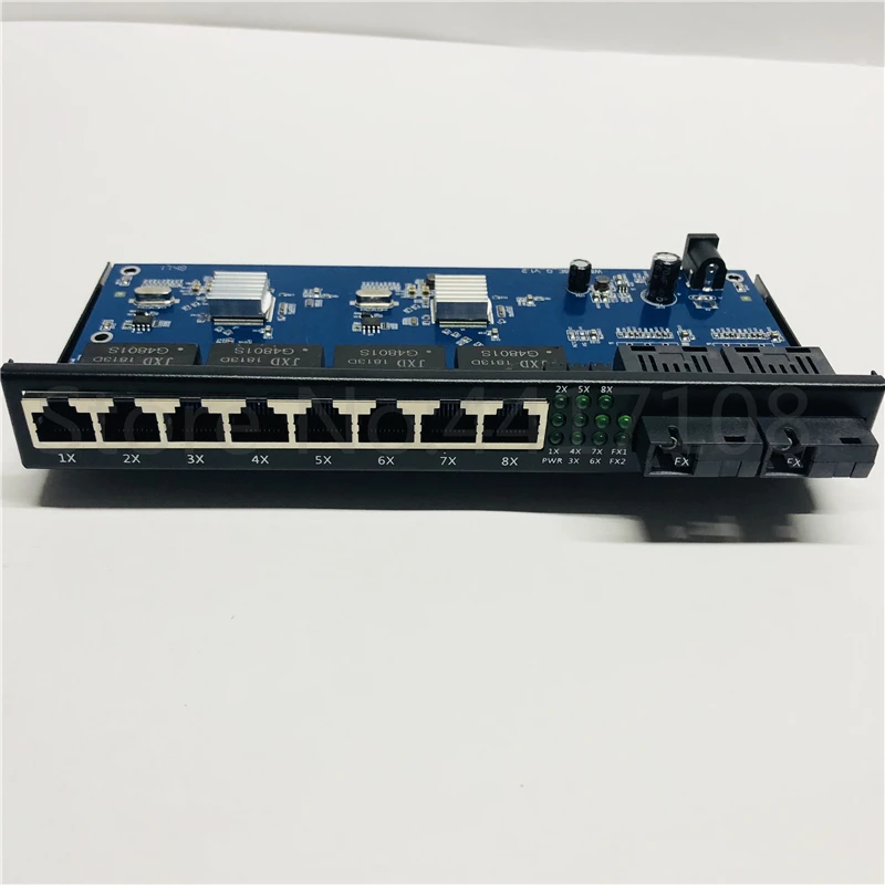 10/100/1000 м гигабитный Ethernet коммутатор Ethernet волоконно-оптический медиаконвертер одномодовый 8 RJ45 UTP и 2 SC волоконный порт платы PCB