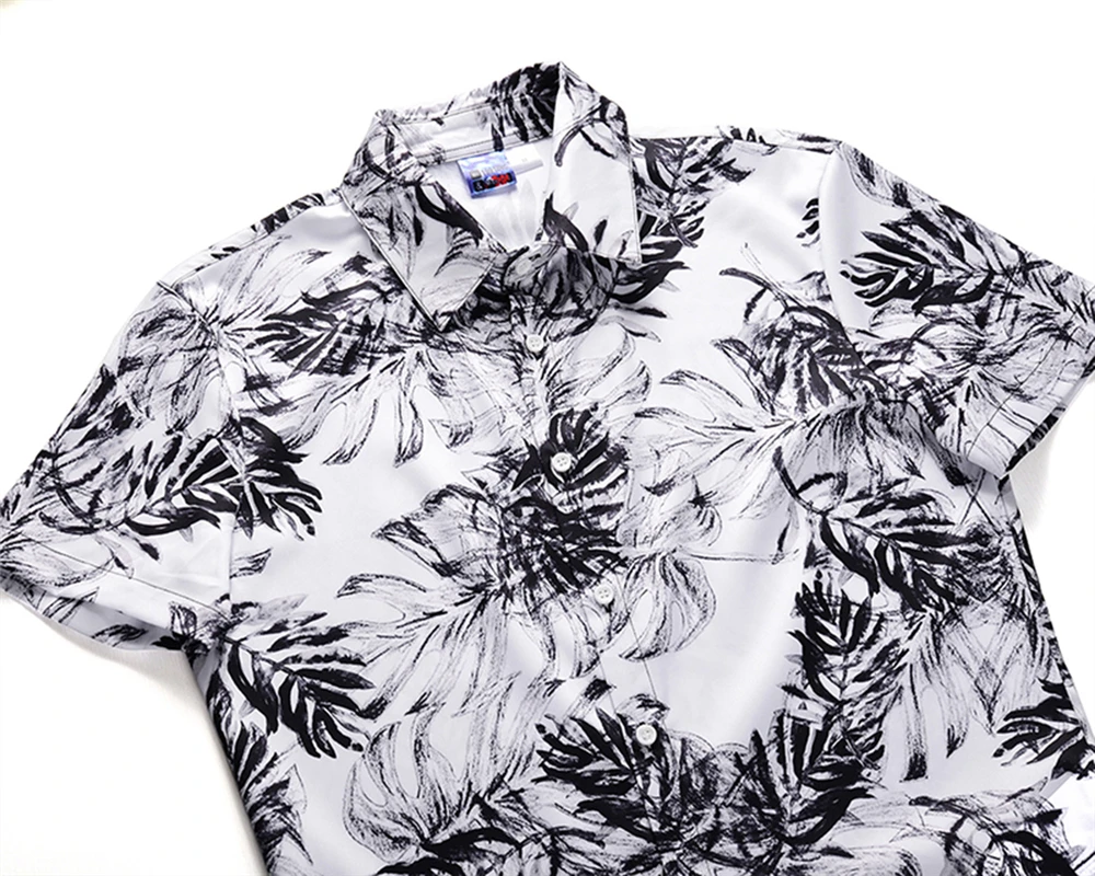 Летняя рубашка с коротким рукавом костюм тропическим принтом растений