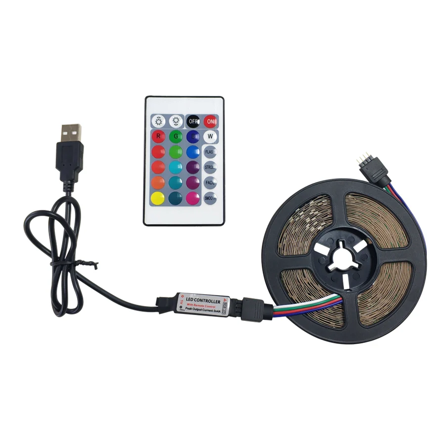 USB Светодиодная лента 2 5 м DC 12 В RGB гибкий светильник SMD 2835 24 ключа дистанционного