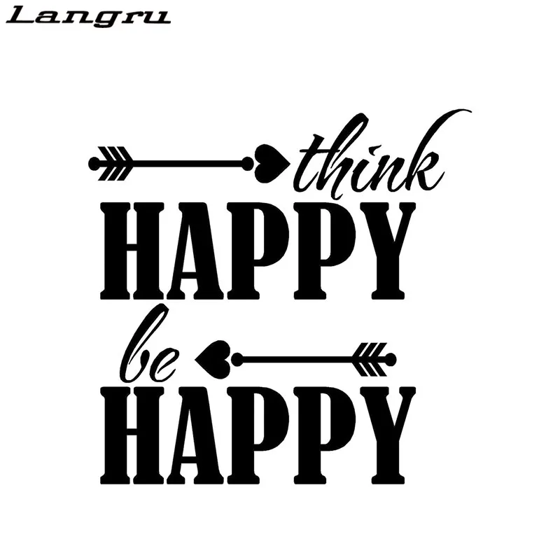 

Оригинальная виниловая графическая наклейка Langru Think Happy Be Happy, автомобильная декоративная наклейка Jdm для стайлинга автомобиля