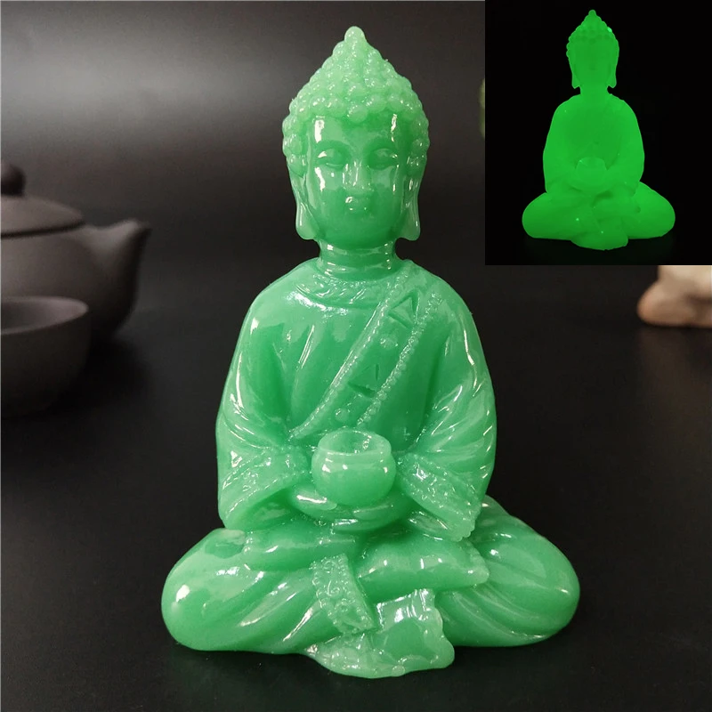 Glowing In The Dark Meditation Buddha Statue Man-made Jade Stone Crafts Thailand Buddha Sculpture Home Garden Decoration Statues