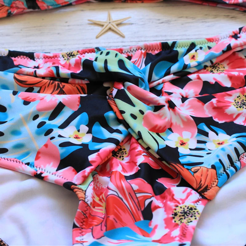 Lovey Деревне Женщины Распечатать Цветочные Сексуальная Высокой Талией Бикини