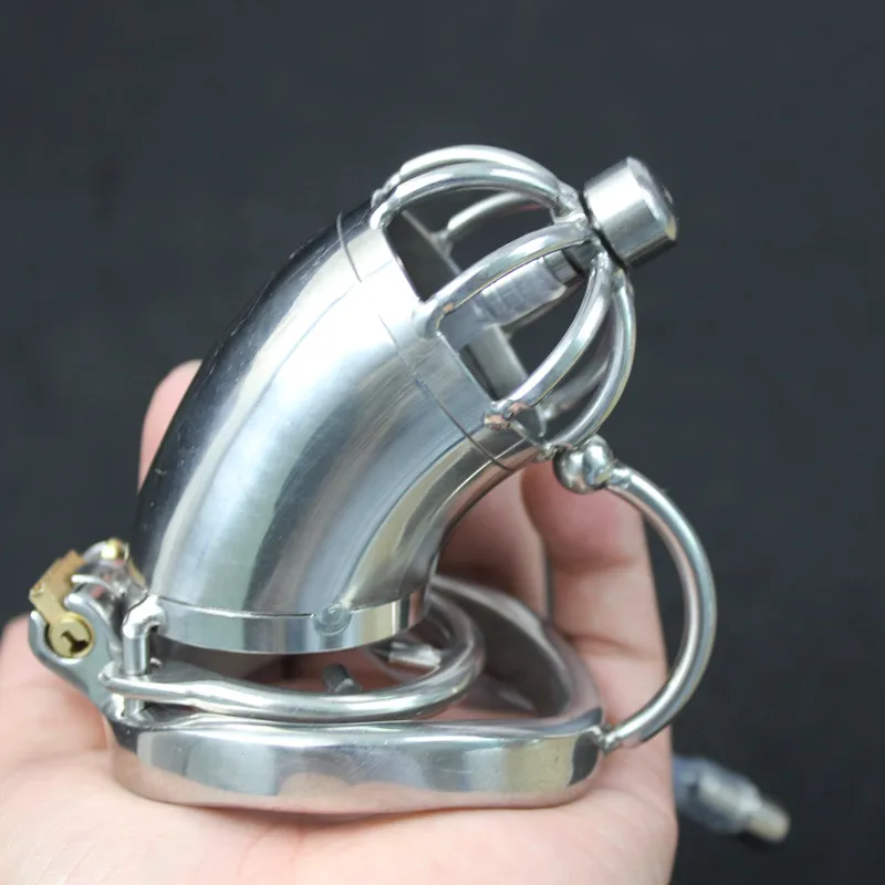 Нержавеющая сталь целомудрия клетка для пениса вилка с катетером анти офф Спайк