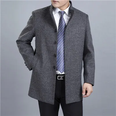 Light gray1301 Mu Yuan Yang, Мужское пальто, осень и зима, повседневные мужские шерстяные куртки, пальто с воротником-стойкой, шерсть и смесь, теплое зимнее пальто - Цвет: Light gray1301