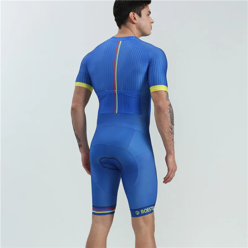 boestalk высокое качество велокостюм uniforme ciclismo триатлонный костюм летний короткий рукав синий велосипедный костюм maillot team