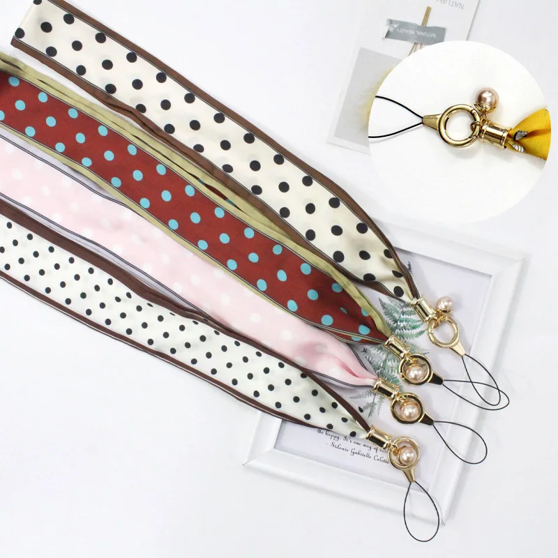 Шелковая ткань с жемчужным ремешком на шею ремешки для ключей ID карта