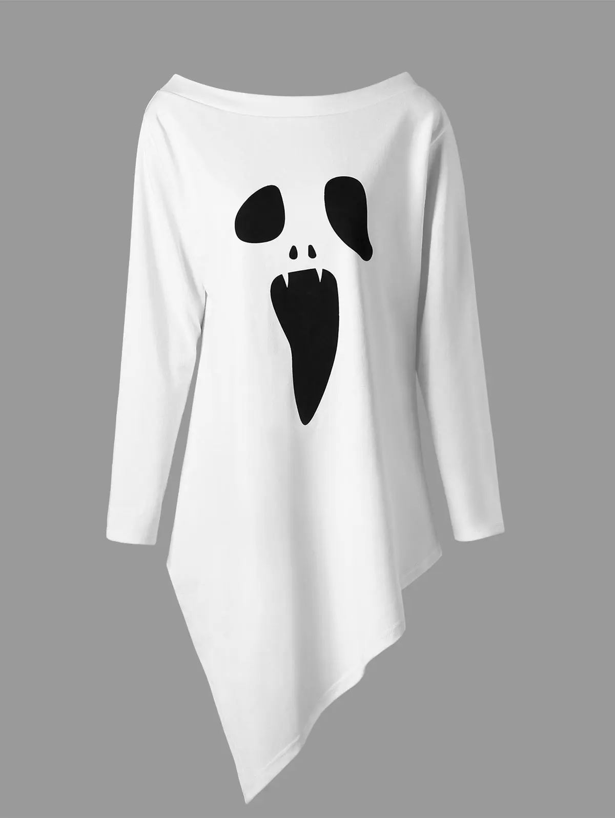Wipalo Halloween Plus Size 5XL Asymmetric Graphic Sweatshirt Casual Cotton Skew Neck Fall Pullover Big | Женская одежда