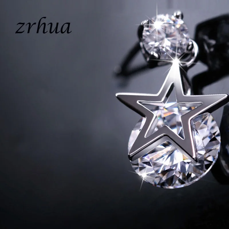 ZRHUA 2019 новые AAA + сверкающие серьги с цирконием в форме звезды для женщин длинные