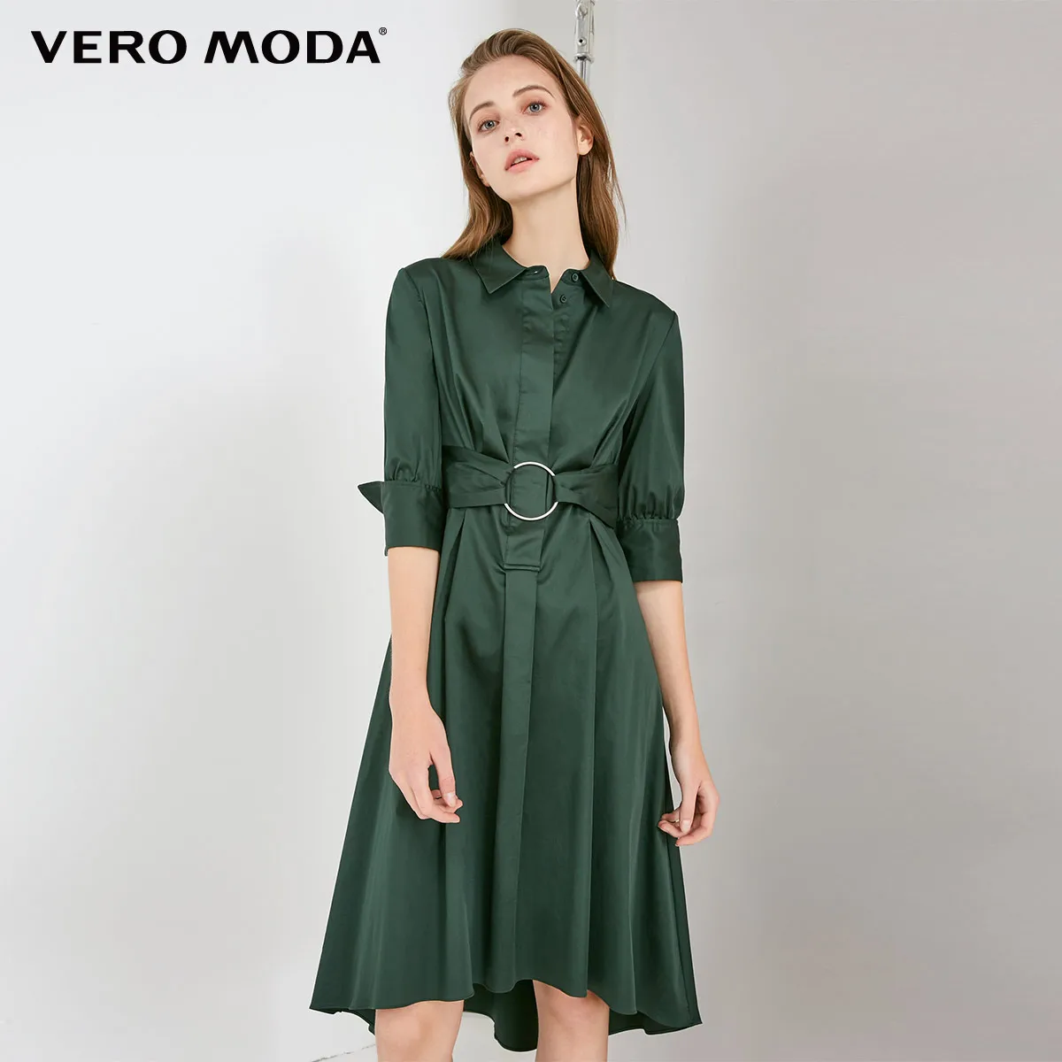 Dark safari s Vero Moda платье женское платье-рубашка с отложным воротником и металлическими кольцами | 31836Z512 - Цвет: Dark safari s