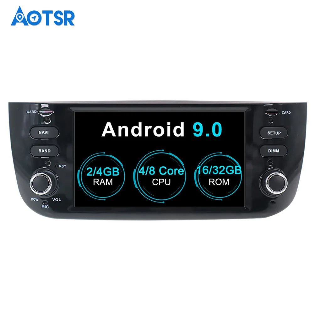 Автомобильный DVD плеер Aotsr Android 9 0 с GPS навигацией для Fiat Punto 2012 2018 Linea +