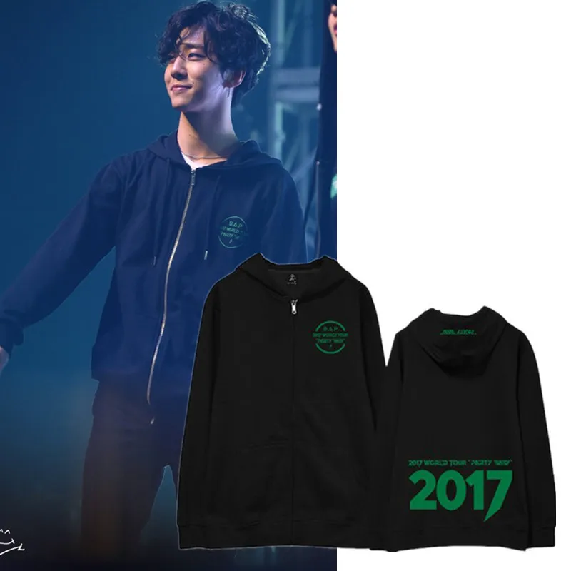 K pop/толстовки на молнии с капюшоном и бархатной подкладкой коллекция 2017 года