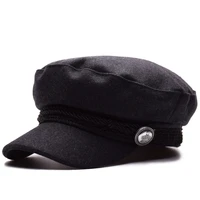 2019 new felt beret hats women wool military hat visor army caps twist belt capitan hat for men sailor hats flat top sea cap