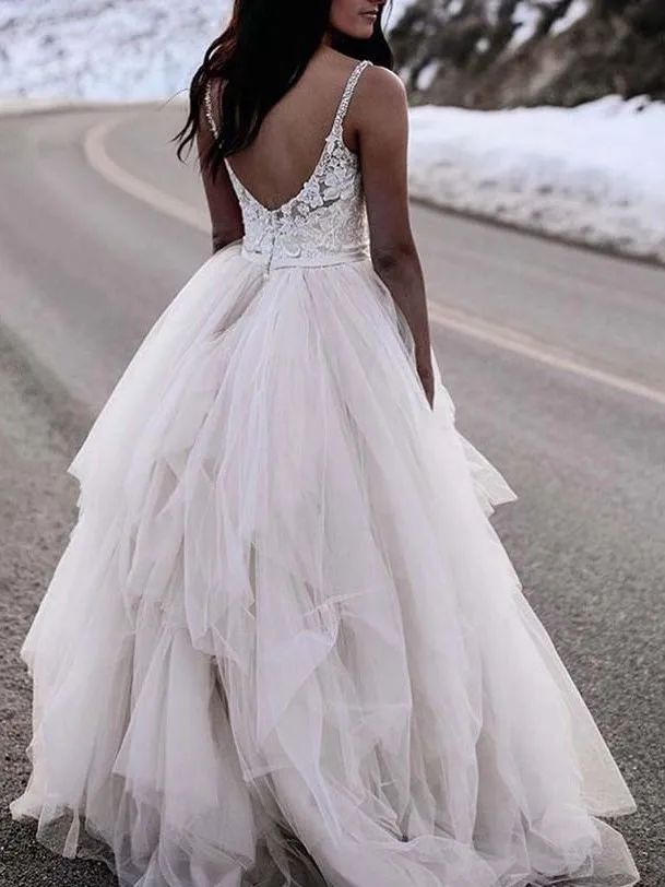 Платье на бретельках кружевное уличное для свадьбы 2019 свадебные платья без