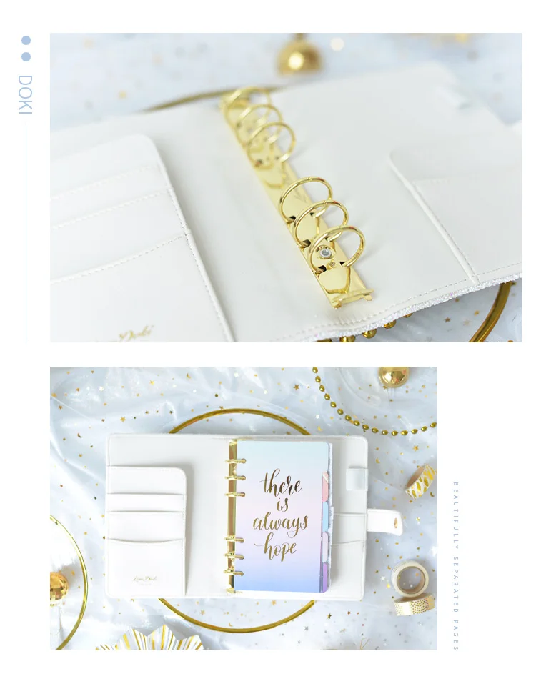 Lovedoki Sequin A7 A6 белый Переплетчик листьев журналы для планирования Личный Дневник Книга канцелярские принадлежности Yiwi