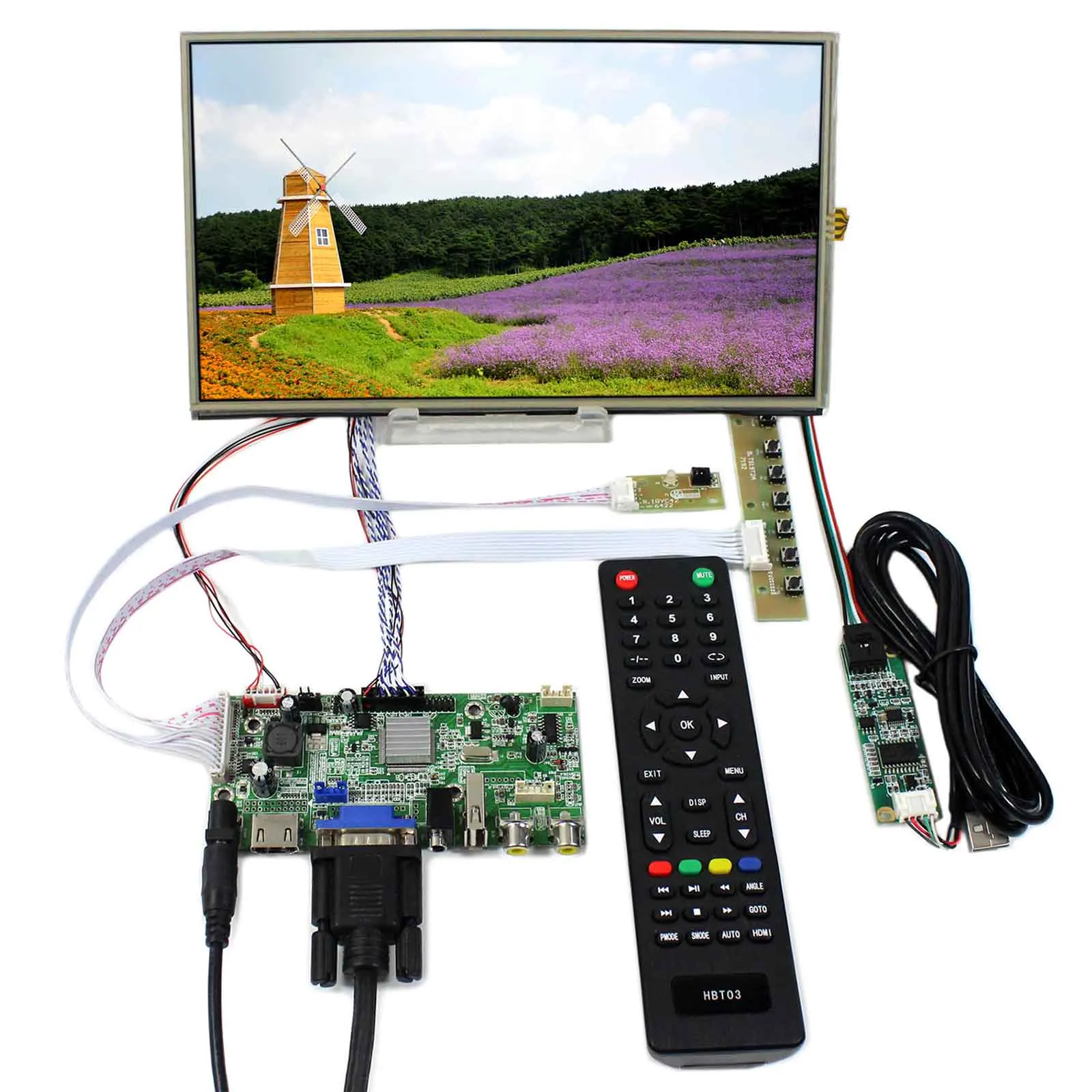 

HD MI VGA 2AV USB Audio LCD Controller Board With 10.1" B101XAN01 1366x768 Touch LCD Panel