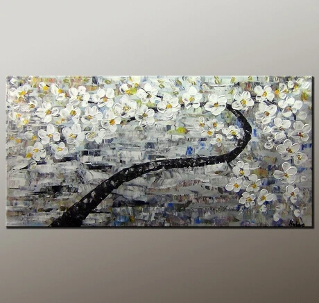 

100% Handpainted Home Decor Flower Tree Wall Picture Artwork Modern Art Canvas Knife Oil Painting Impressionism Canvas
