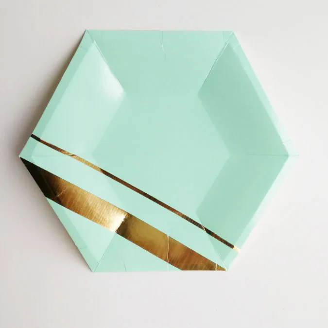 Hexagon Paper Plates Cups Napkins wedding Birthday party decoration Baby Shower Supplies kids Disposable tableware | Дом и сад