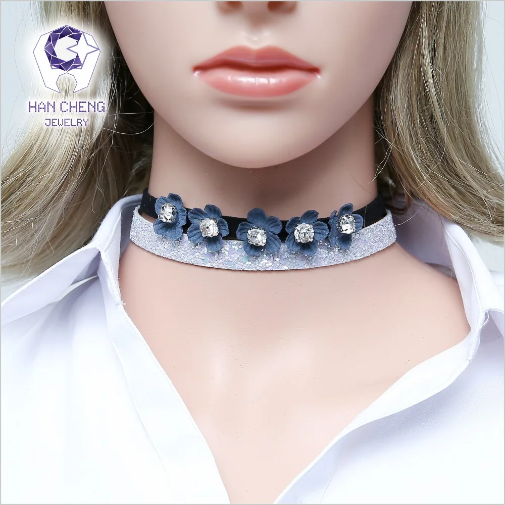 Новый модный двухслойный бархатный ремень HanCheng ожерелье чокер с цветком женские