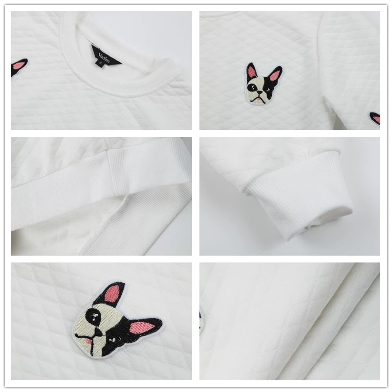 Женский свитер с длинным рукавом SW787 милый осенний рисунком собаки Повседневная