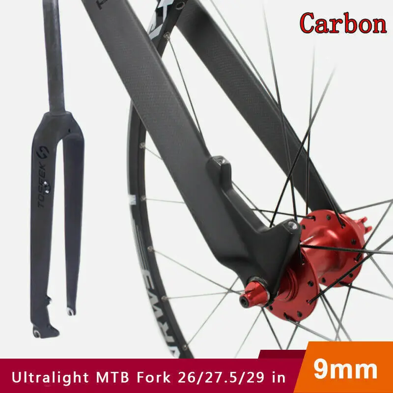 TOSEEK 26/27. 5/29er вилки для горных велосипедов, Карбоновая вилка MTB велосипеда, коническая вилка, жесткая прямая Дисковая тормозная Велосипедная вилка