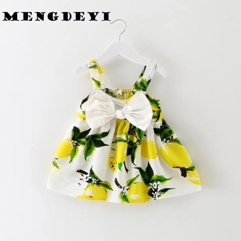 2017 summer Korean version of the new explosion girls lemon dress big bow strap princess children's skirt | Детская одежда и