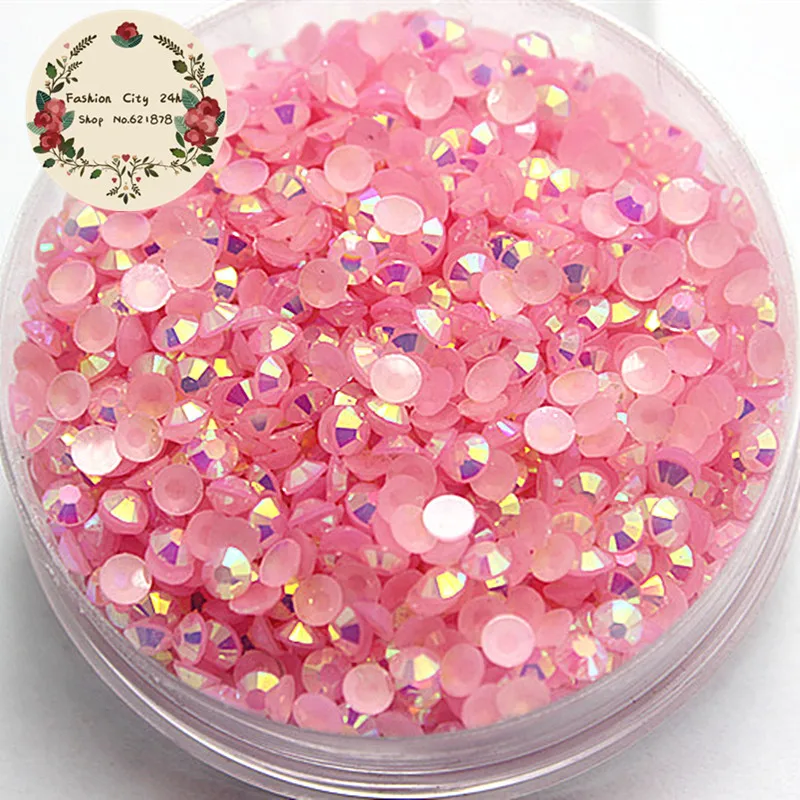 

Nail art rhinestone! 3.0MM SS12 5000pcs/pack Resin Flatback Rhinestone Jelly Light Pink AB 14 facets for nail art decoration