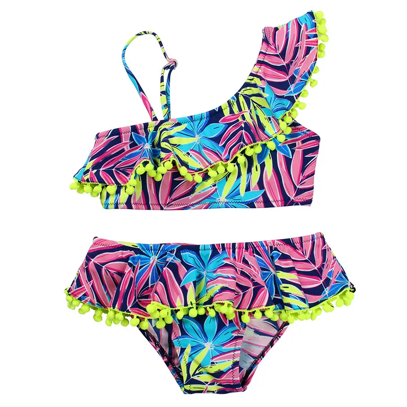 2018 бикини Детские купальники платье с декольте для девочек купальник на одно
