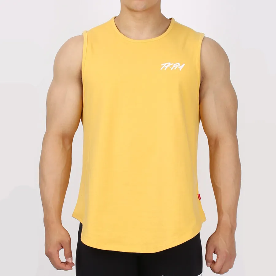 Мужская повседневная майка с принтом для спортзала фитнеса тренировок хлопковая