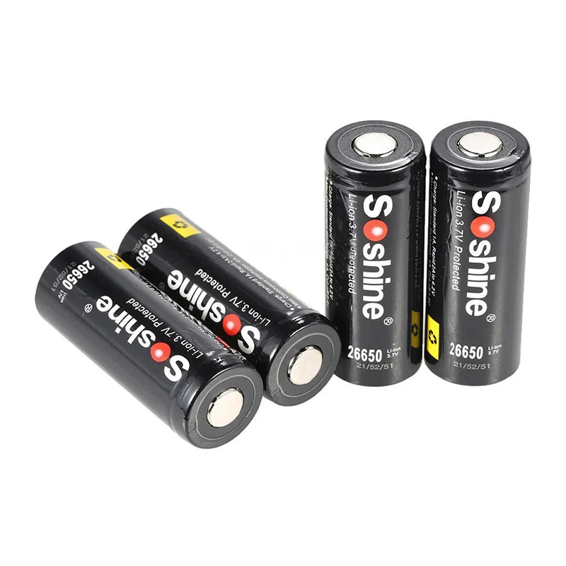 Топ 4x Soshine 26650 3 7 V 5500mAh литий-ионная аккумуляторная батарея с защитой PCB |