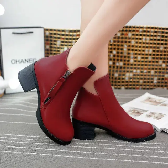 Ботинки Челси женские из ПУ кожи ботинки на платформе среднем квадратном каблуке