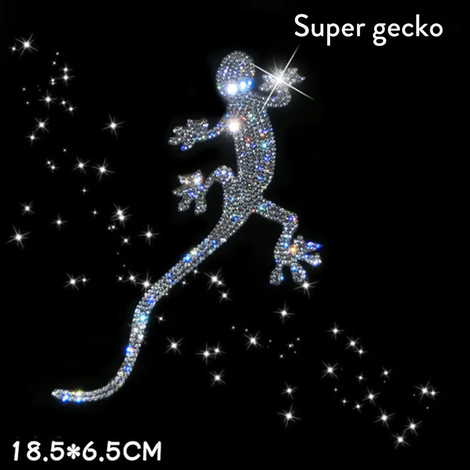 Super gecko Различные узоры кристаллических автомобильных наклеек s украшающие машины бампер окна ноутбуки багаж Стразы наклейки белые Авто Assessoires - Название цвета: Super gecko