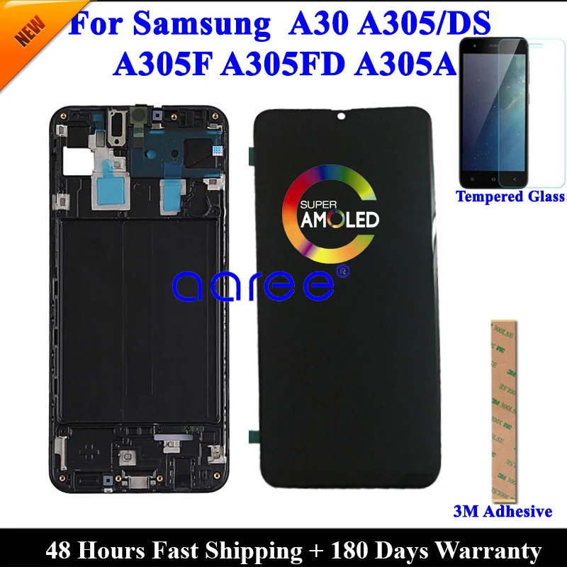 Супер AMOMLED lcd для samsung A30 lcd A305 lcd дисплей для samsung A30 A305F lcd экран сенсорный дигитайзер сборка