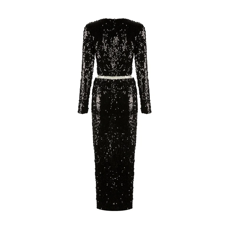 Комплект из двух предметов INDRESSME Женский пикантный Однотонный черный вечерний