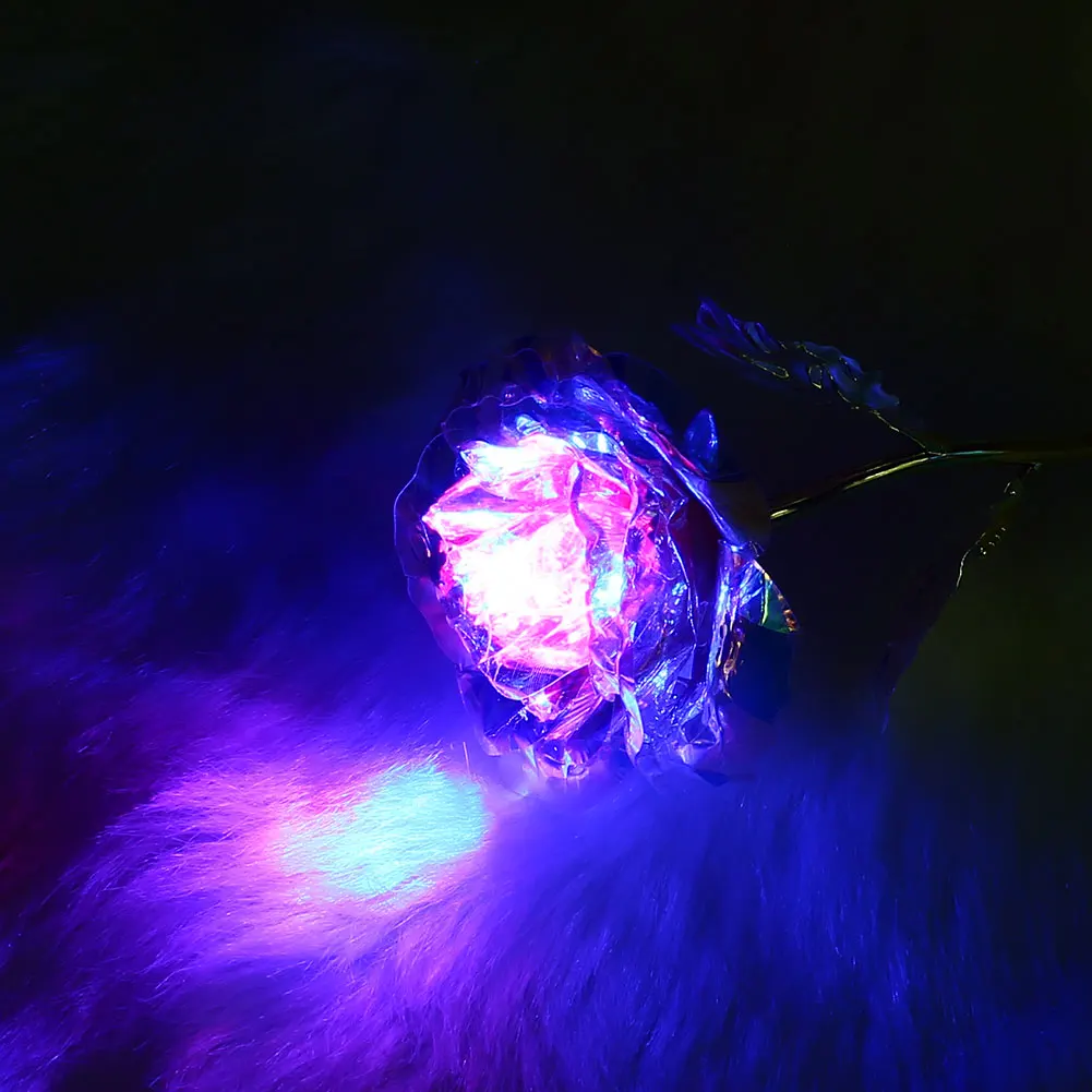 Вечность Роза 24K Золотая фольга цветок красивая Радуга LED день Святого Валентина