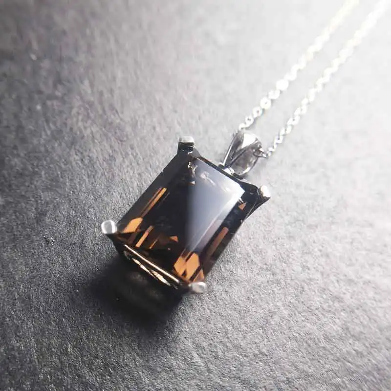 Женская подвеска из серебра 925 пробы с натуральным дымчатым кварцем | Украшения и