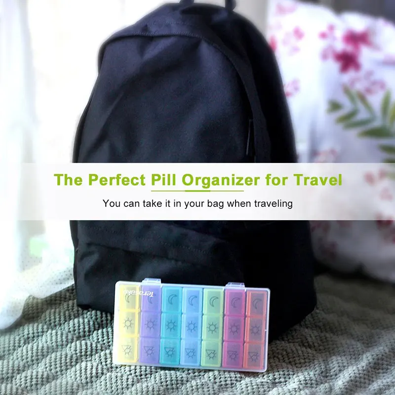 Органайзер для таблеток на неделю (3 тимес день) коробка 7 дней портативный