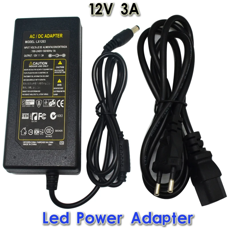 Светодиодный драйвер AC100 220V для DC12V 24 V Питание адаптер с EU/AU/UK/US вилка 5630 5050