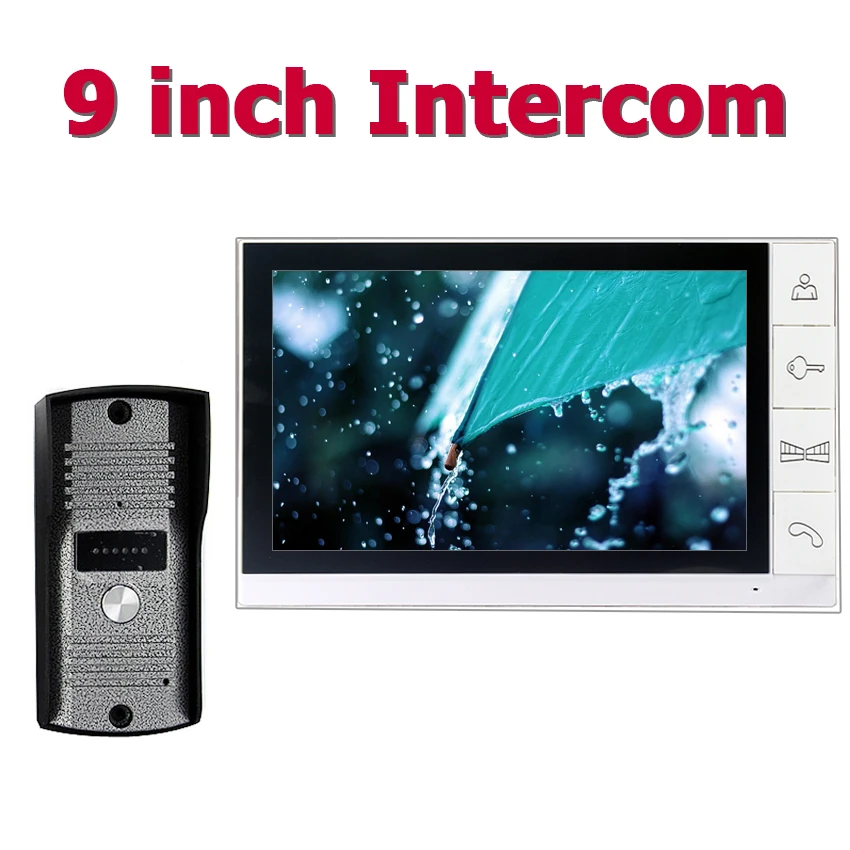 9 дюймовый проводной видеодомофон с водонепроницаемой ИК камерой громкая связь