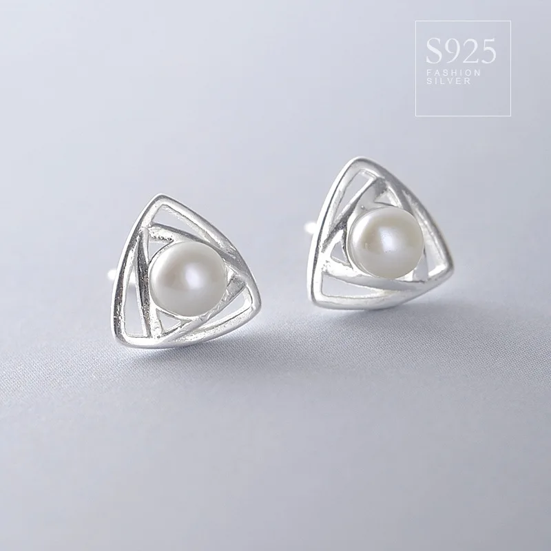 Треугольные геометрические натуральные жемчужные корейские 925 Пробы Кольца для