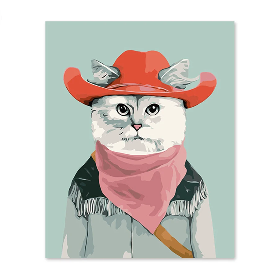 

Digital oil painting children's room decoration boy girl bed living wall cowboy cat Restaurant
