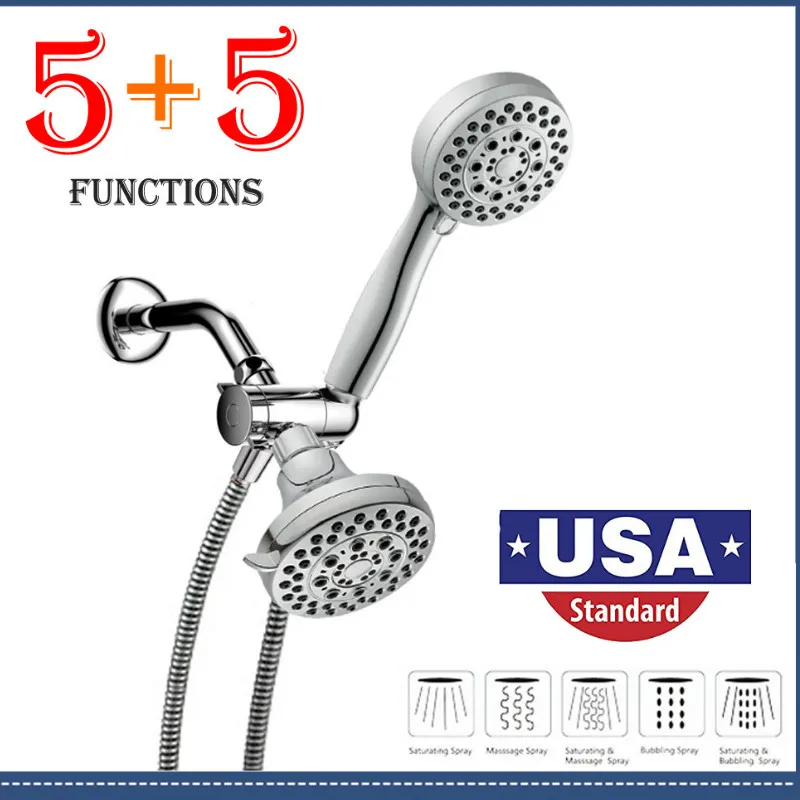 Набор душевых головок для ванной комнаты 5 + режимов выхода комбо 2 в 1 насадка душа